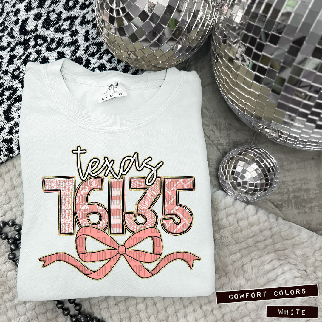 Zip Code Bows DTF Print