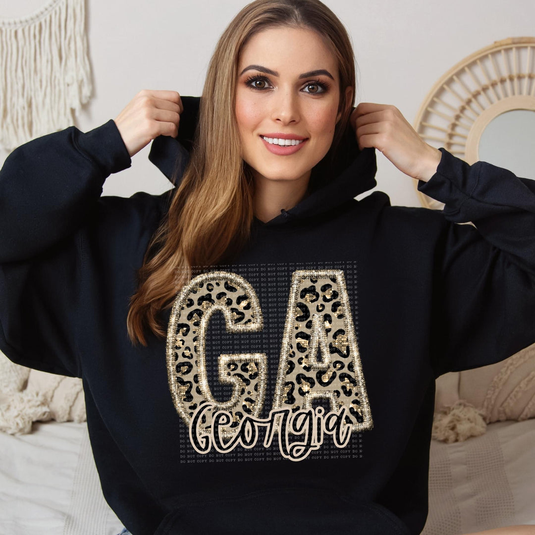 Leopard Sparkly State Faux Embroidery DTF Print