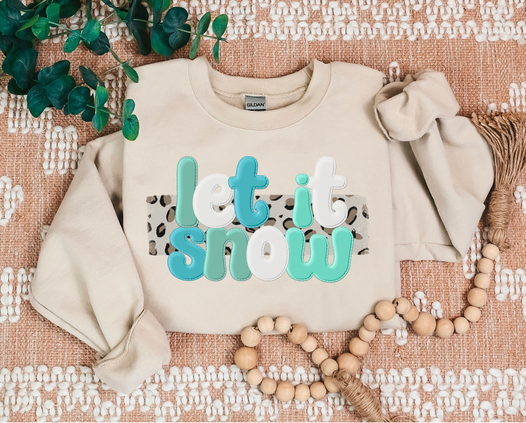 Let It Snow Cheetah Faux Puff Print DTF Print