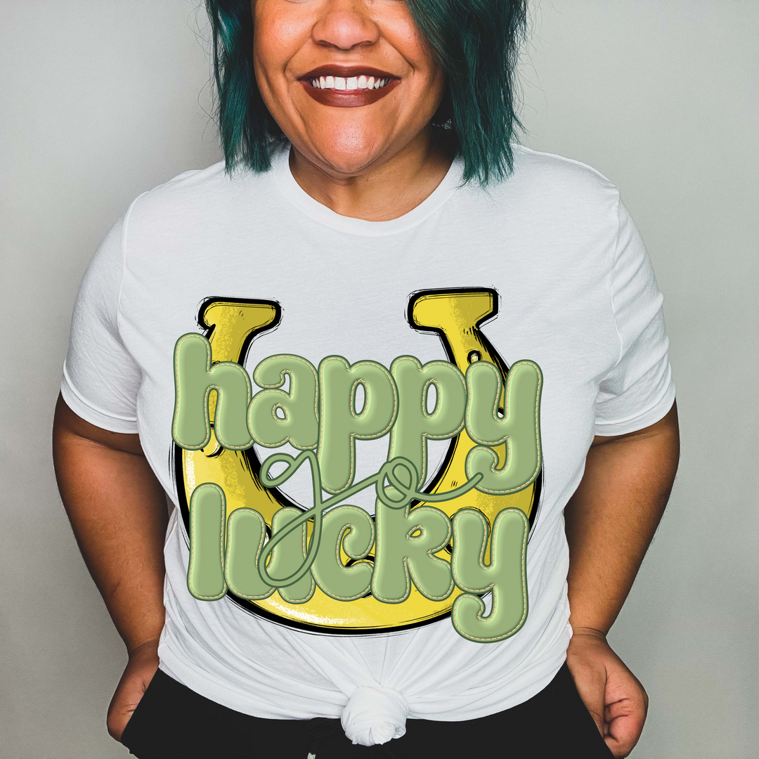 Happy Go Lucky Horseshoe Faux Puff DTF Print