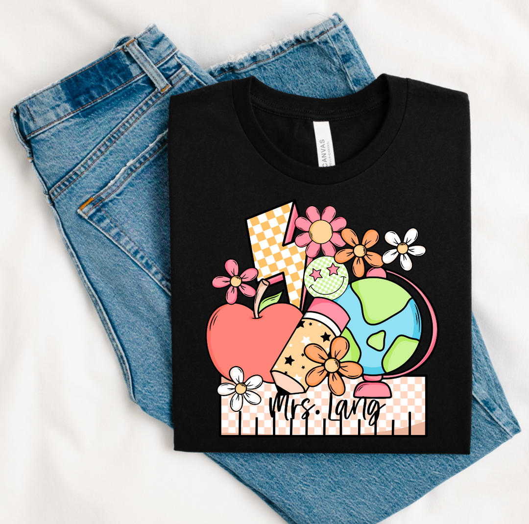 Customized Groovy Daisy Teacher DTF Print