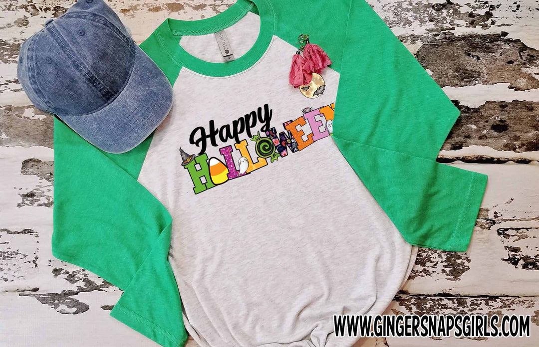 Happy Halloween Fun Collage with Ghost, Pumpkins, Spider, and Candy Digital Design File