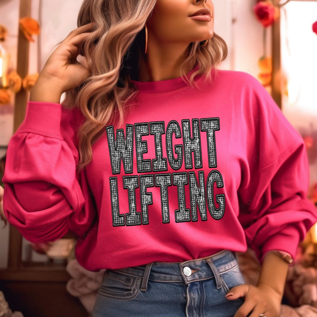 Faux Glitter/Embroidery Weight Lifting DTF Print