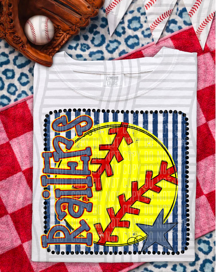 Softball RWB Framed DTF Print
