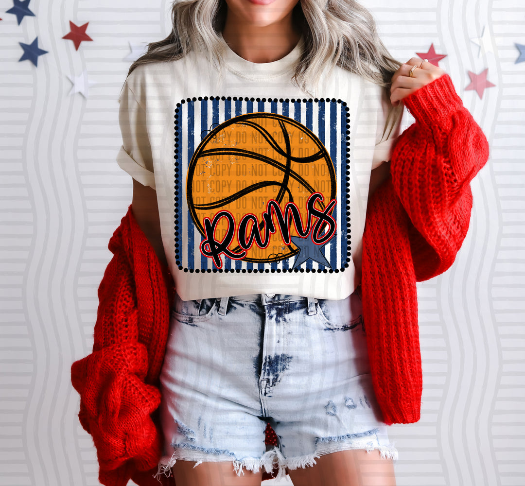 Basketball RWB Framed DTF Print