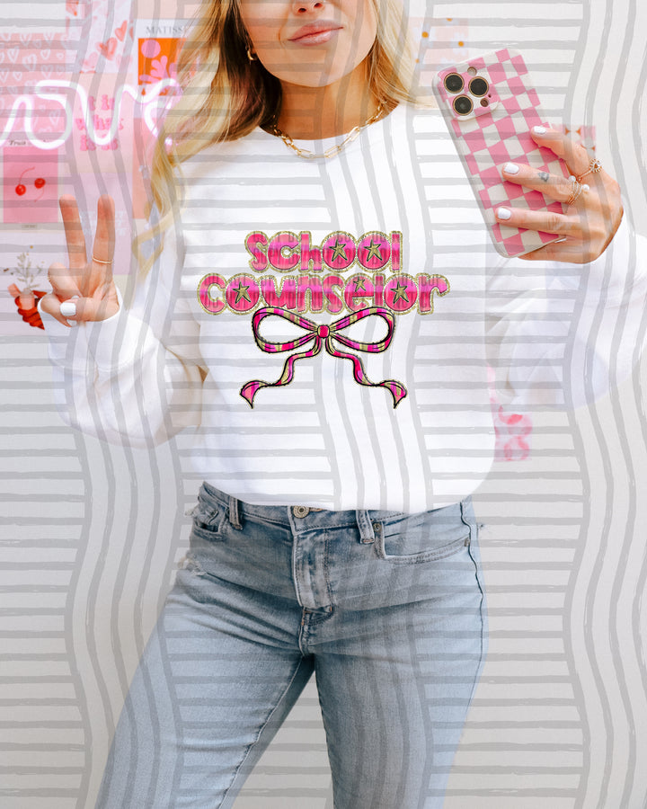 Pink Bow Occupations Names DTF Print