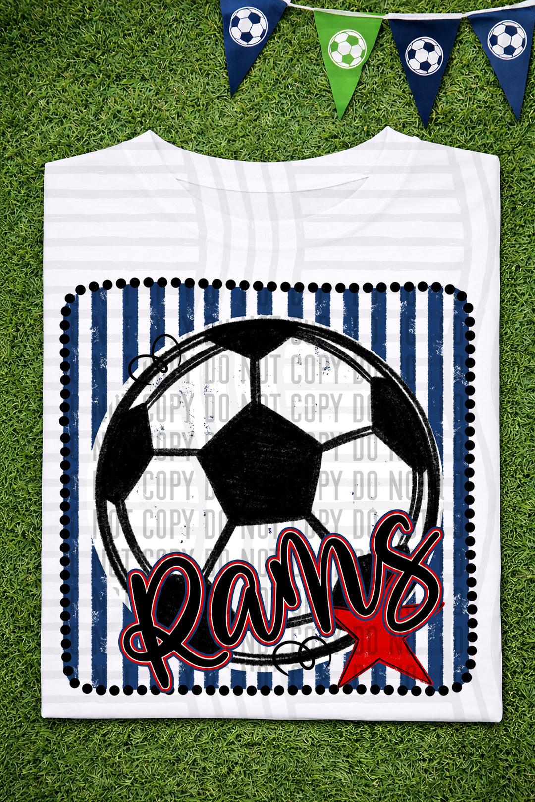 Soccer RWB Framed DTF Print