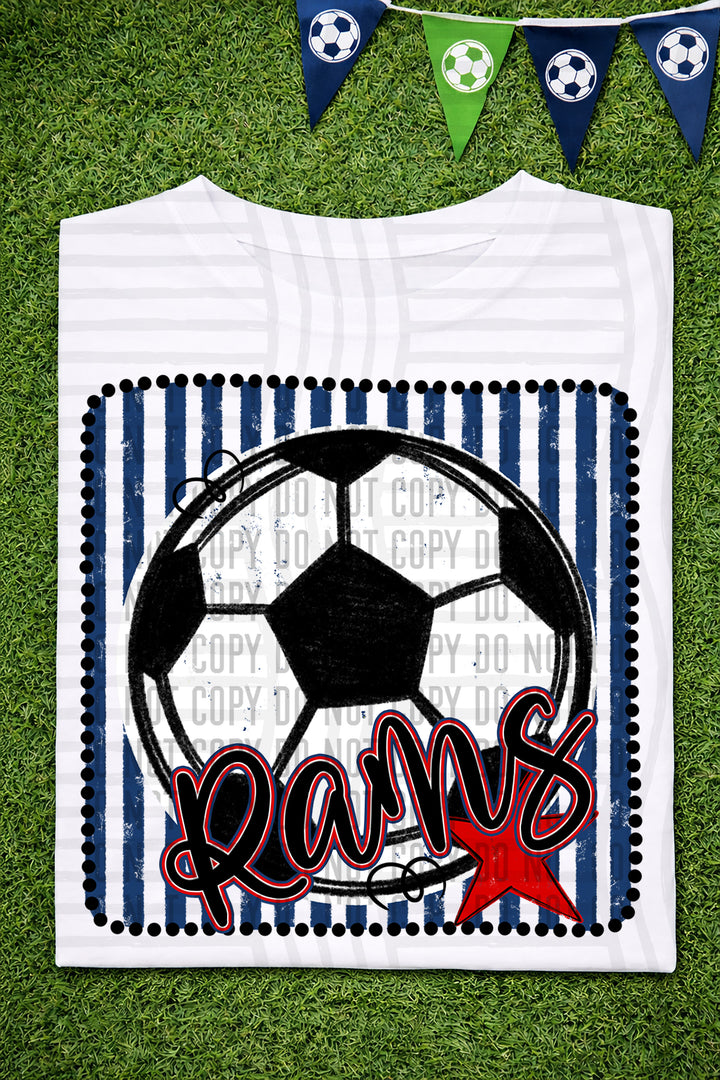 Soccer RWB Framed DTF Print