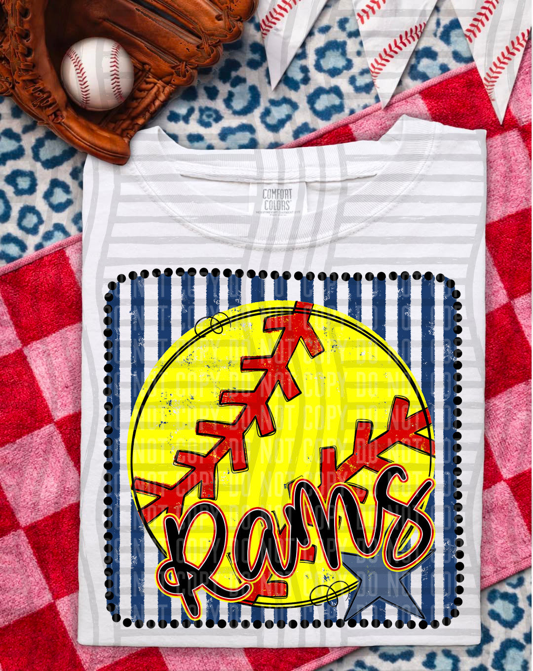 Softball RWB Framed Script DTF Print