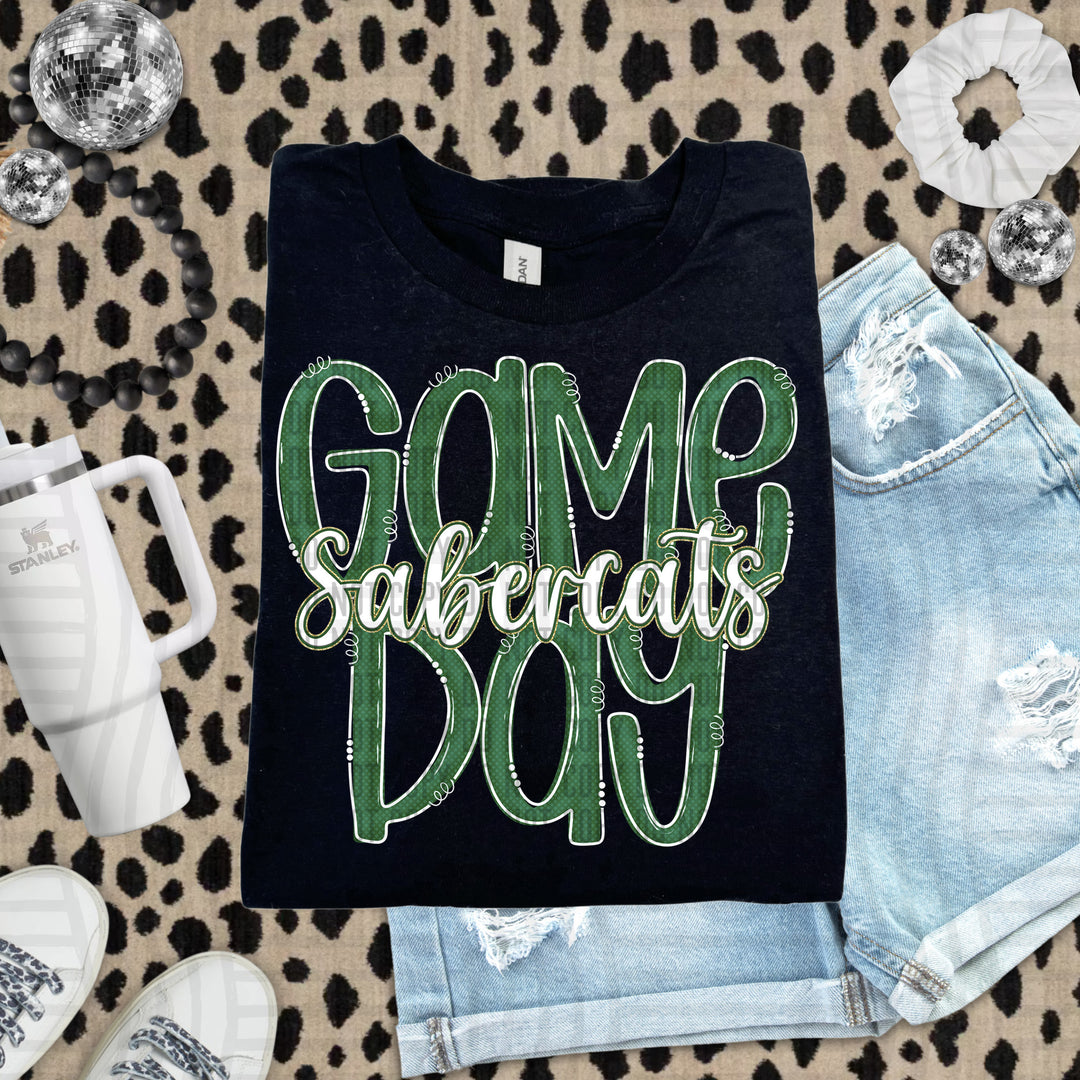 Doodle Gameday Dark Green DTF Print