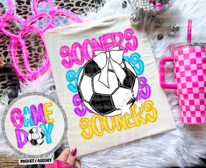 Bright Preppy Soccer DTF Print