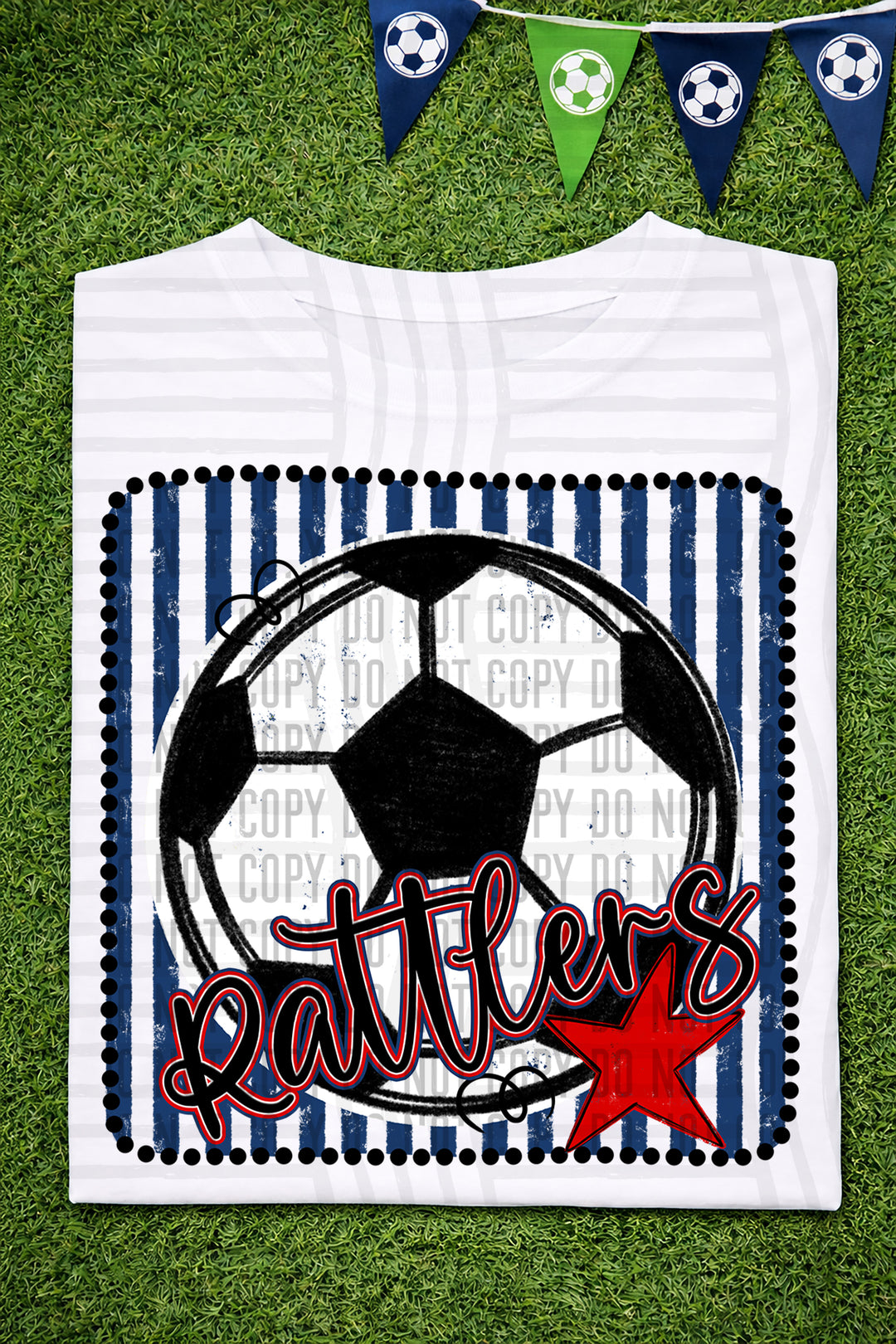 Soccer RWB Framed DTF Print