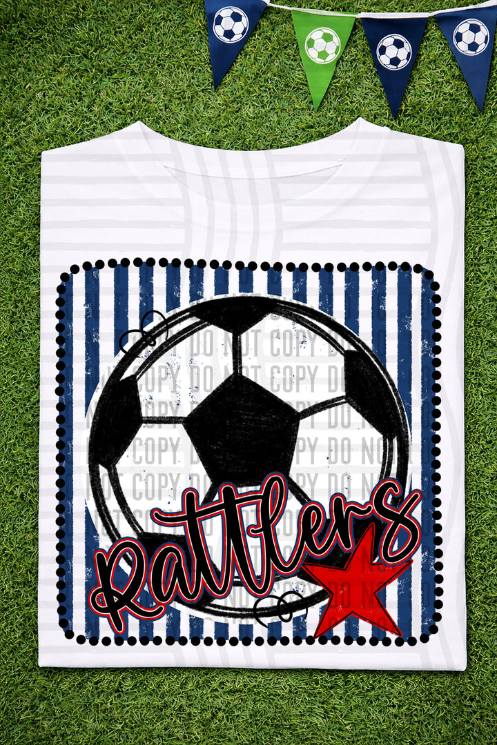 Soccer RWB Framed DTF Print
