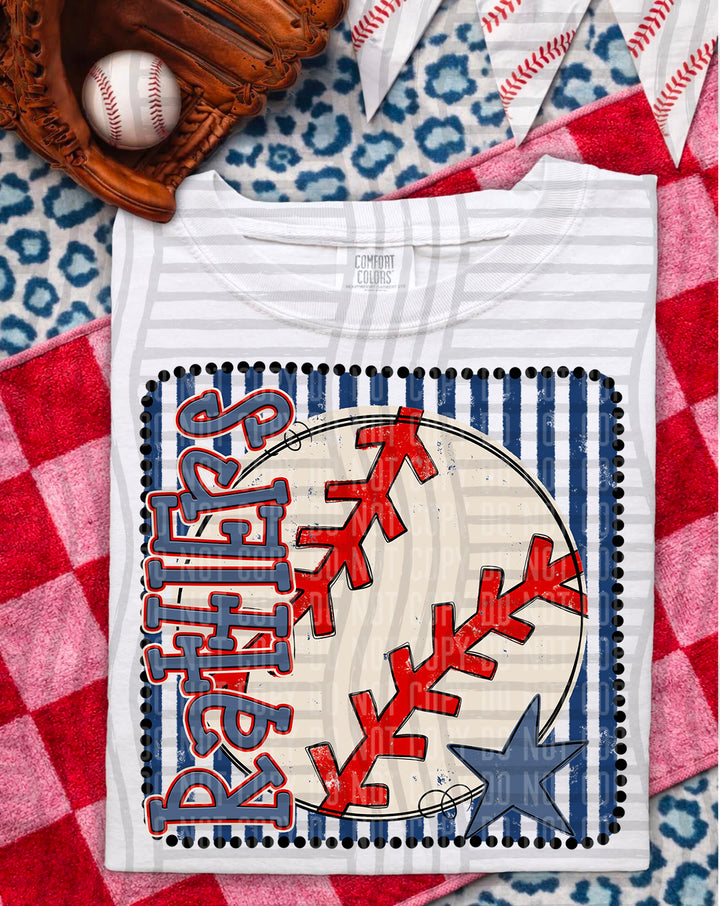 Baseball RWB Framed DTF Print