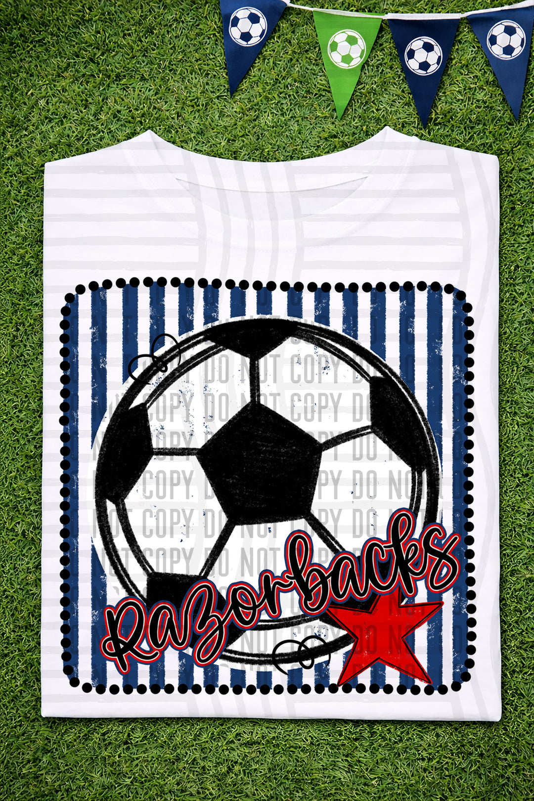 Soccer RWB Framed DTF Print