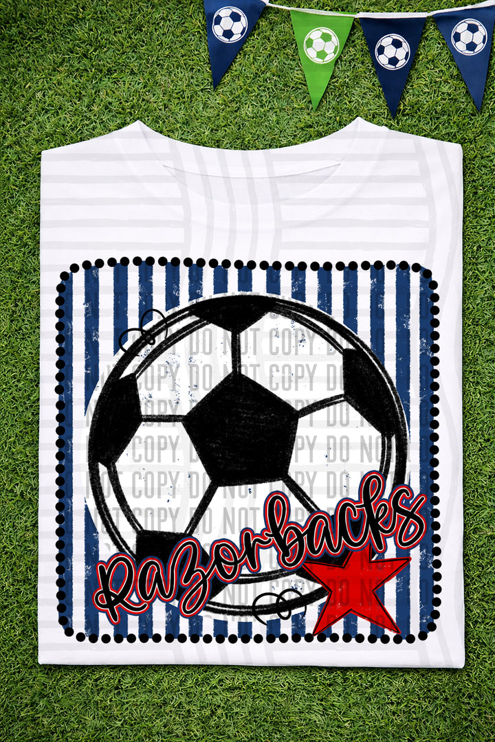 Soccer RWB Framed DTF Print