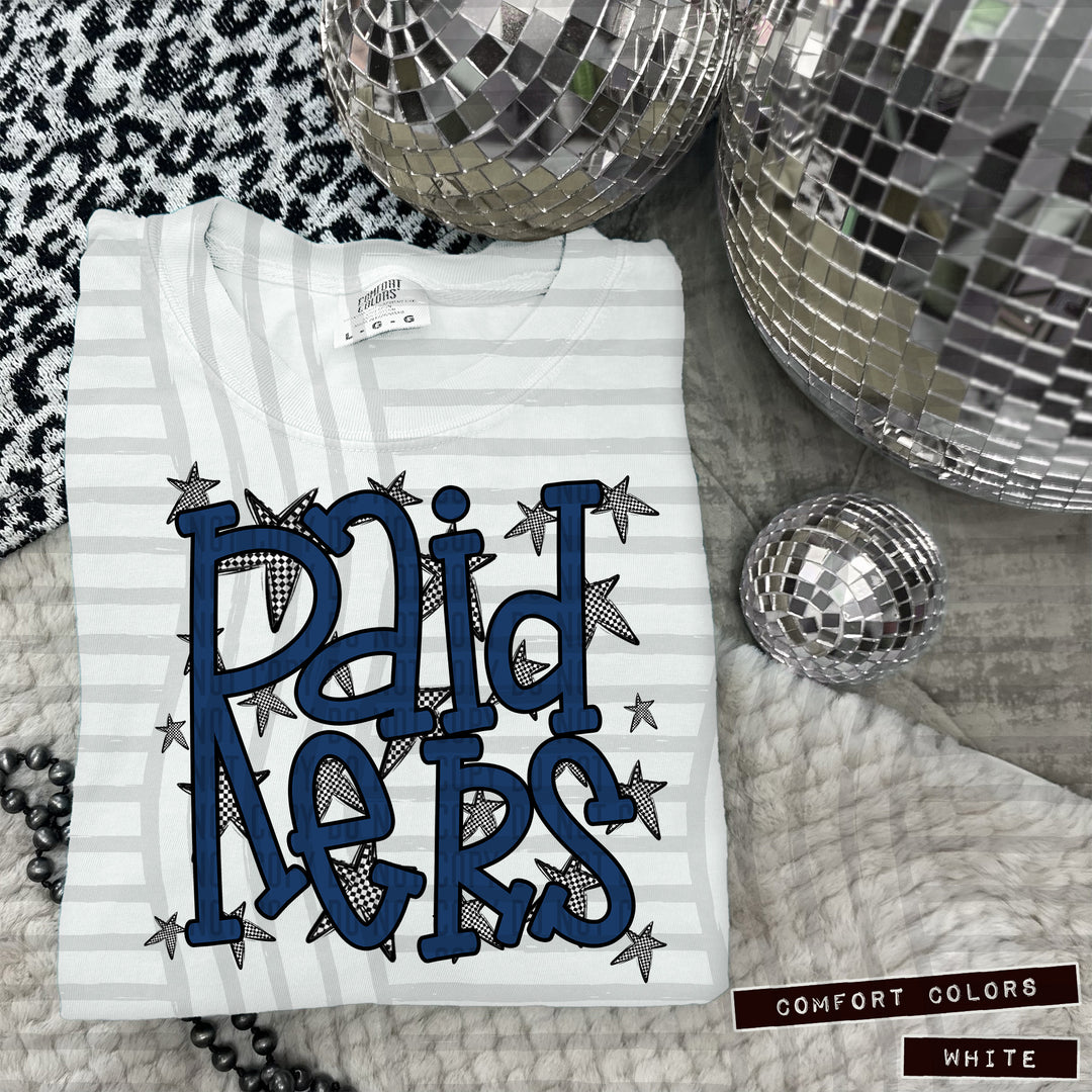 Navy Staggered DTF Print