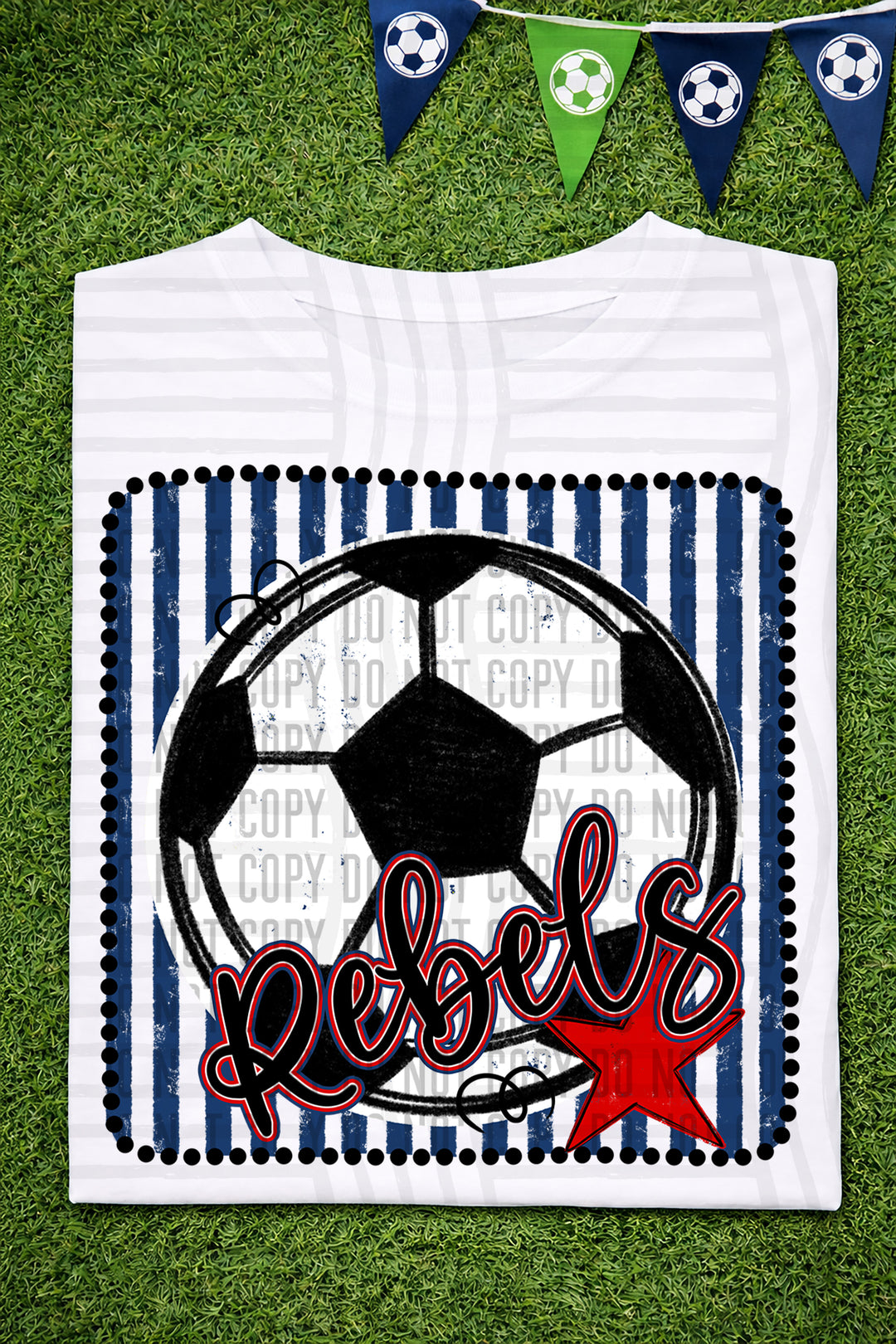 Soccer RWB Framed DTF Print