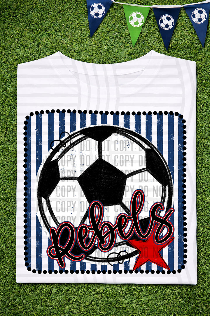 Soccer RWB Framed DTF Print