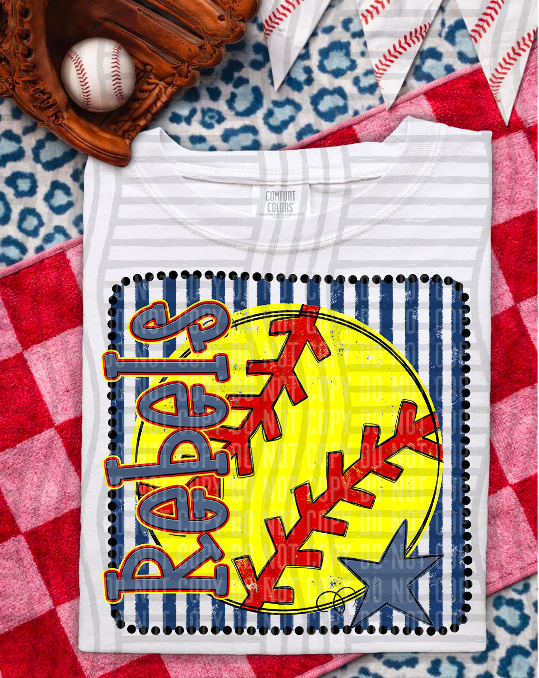 Softball RWB Framed DTF Print