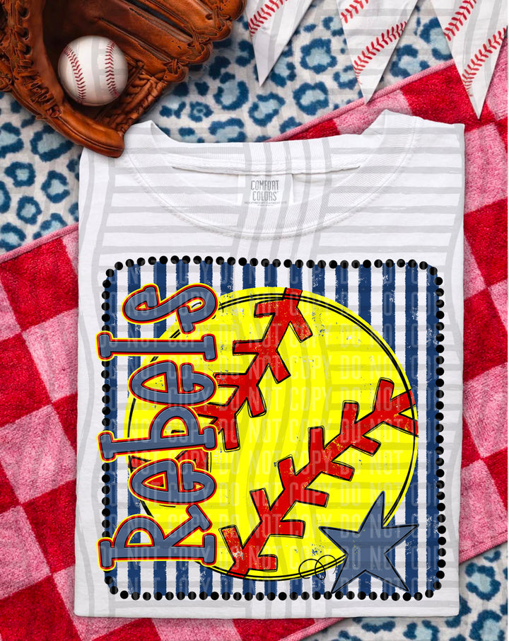 Softball RWB Framed DTF Print