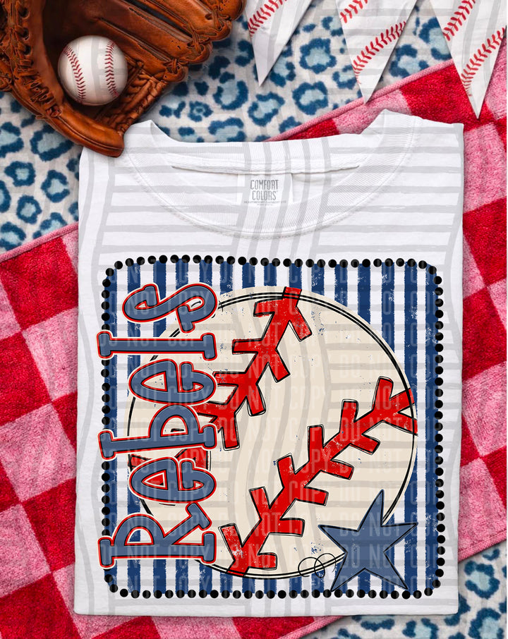 Baseball RWB Framed DTF Print