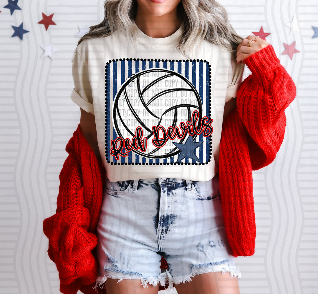 Volleyball RWB Framed DTF Print