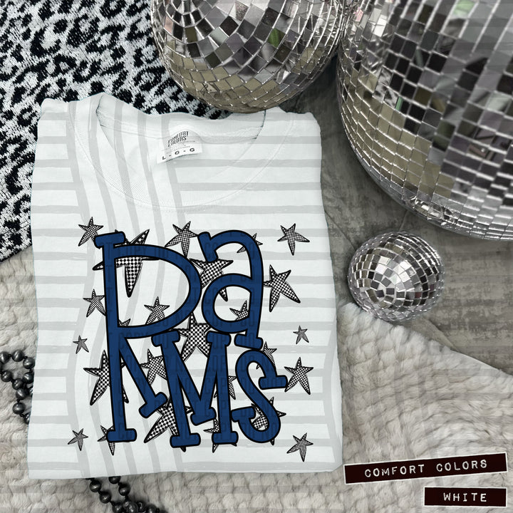 Navy Staggered DTF Print