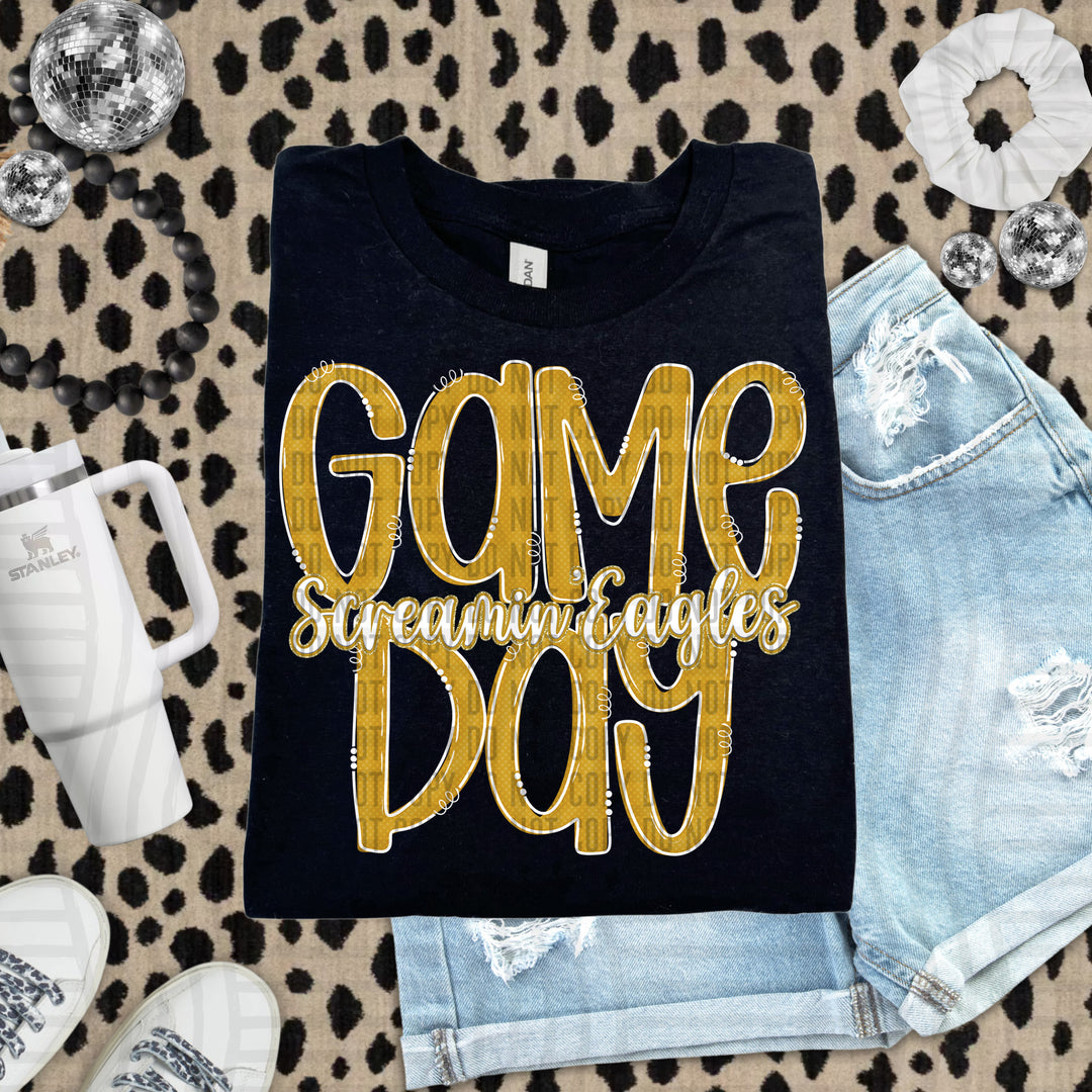 Doodle Gameday Gold DTF Print