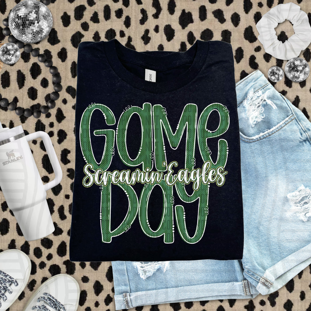 Doodle Gameday Dark Green DTF Print