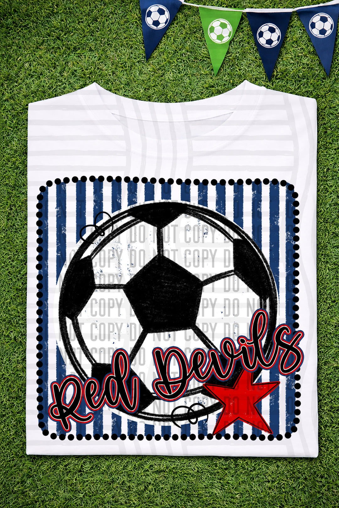 Soccer RWB Framed DTF Print