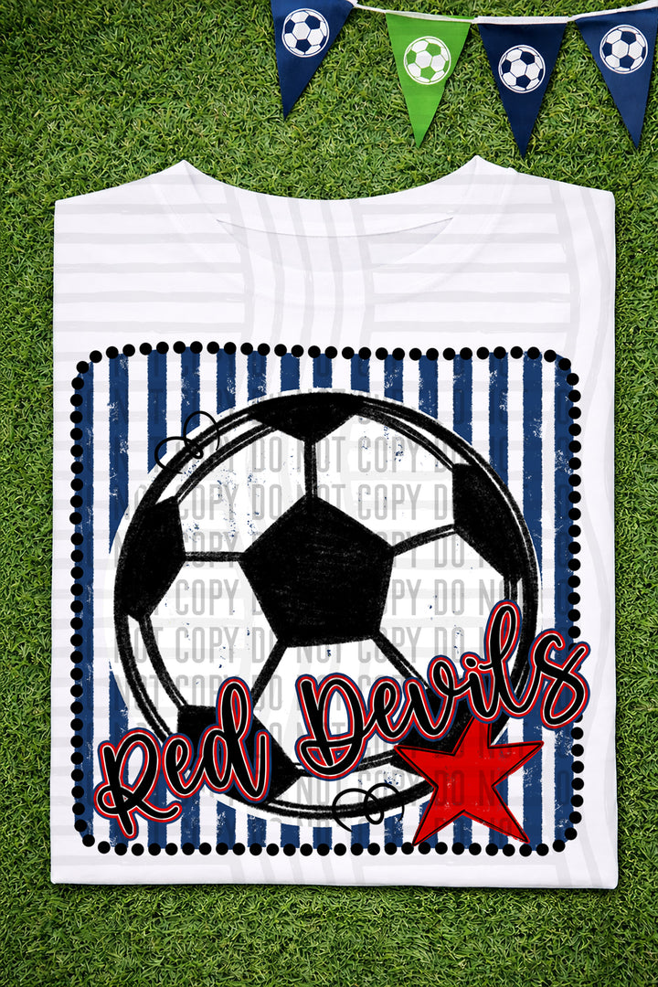 Soccer RWB Framed DTF Print