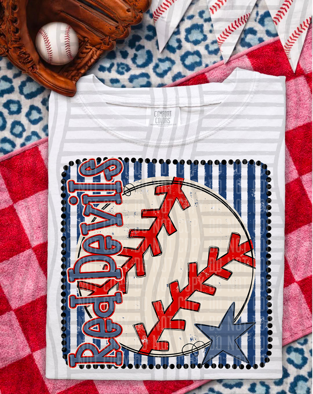 Baseball RWB Framed DTF Print