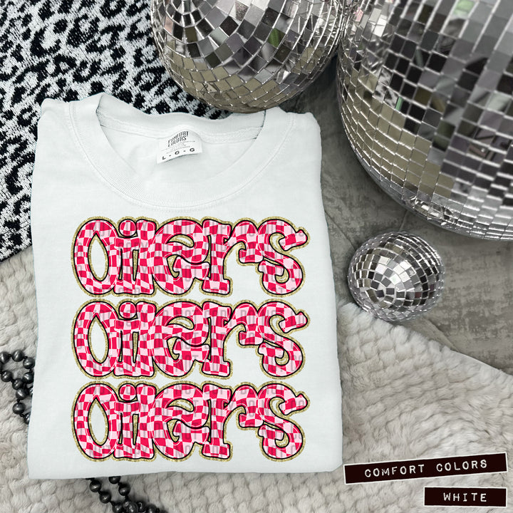 Pink Checks DTF Print