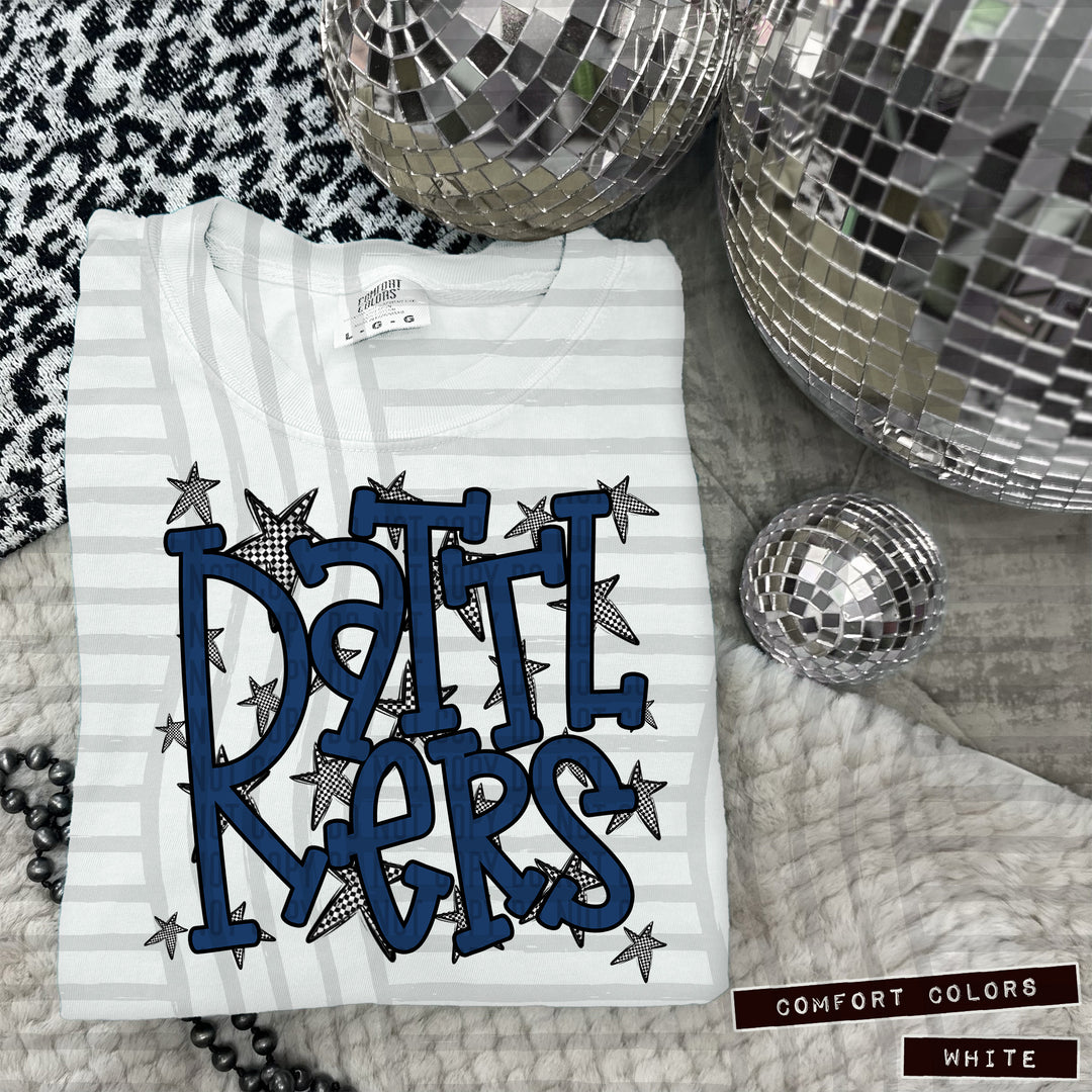 Navy Staggered DTF Print