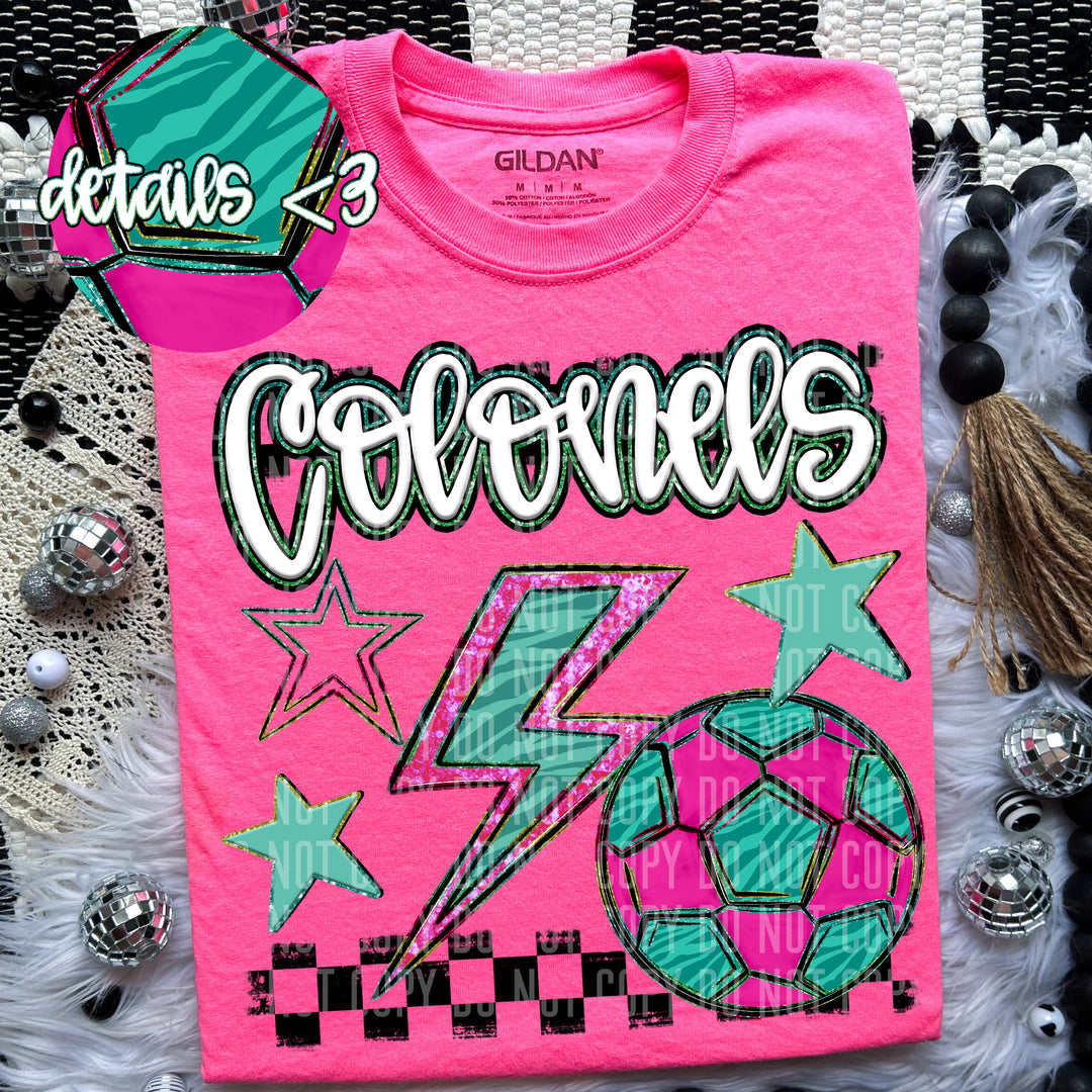 Rainbow Soccer Bolts DTF Print