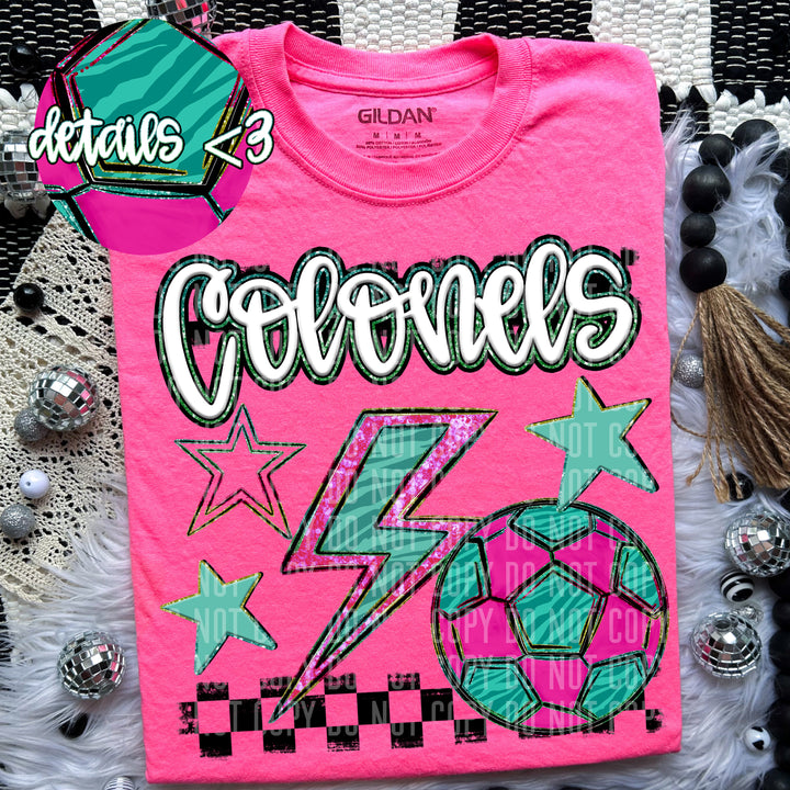Rainbow Soccer Bolts DTF Print