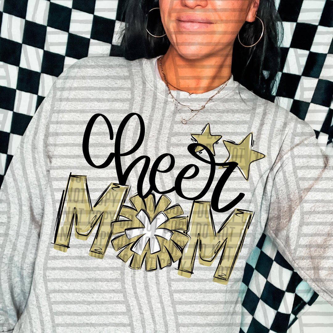Sports Mom Cheer Gold DTF Print