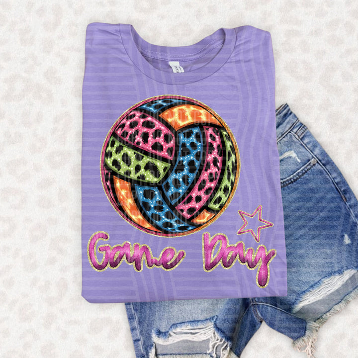 Rainbow Faux Emb Game Day DTF Print
