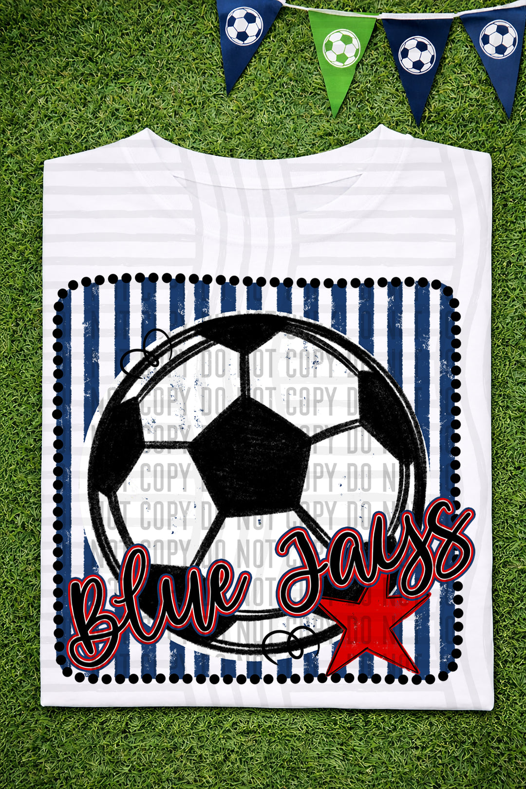 Soccer RWB Framed DTF Print
