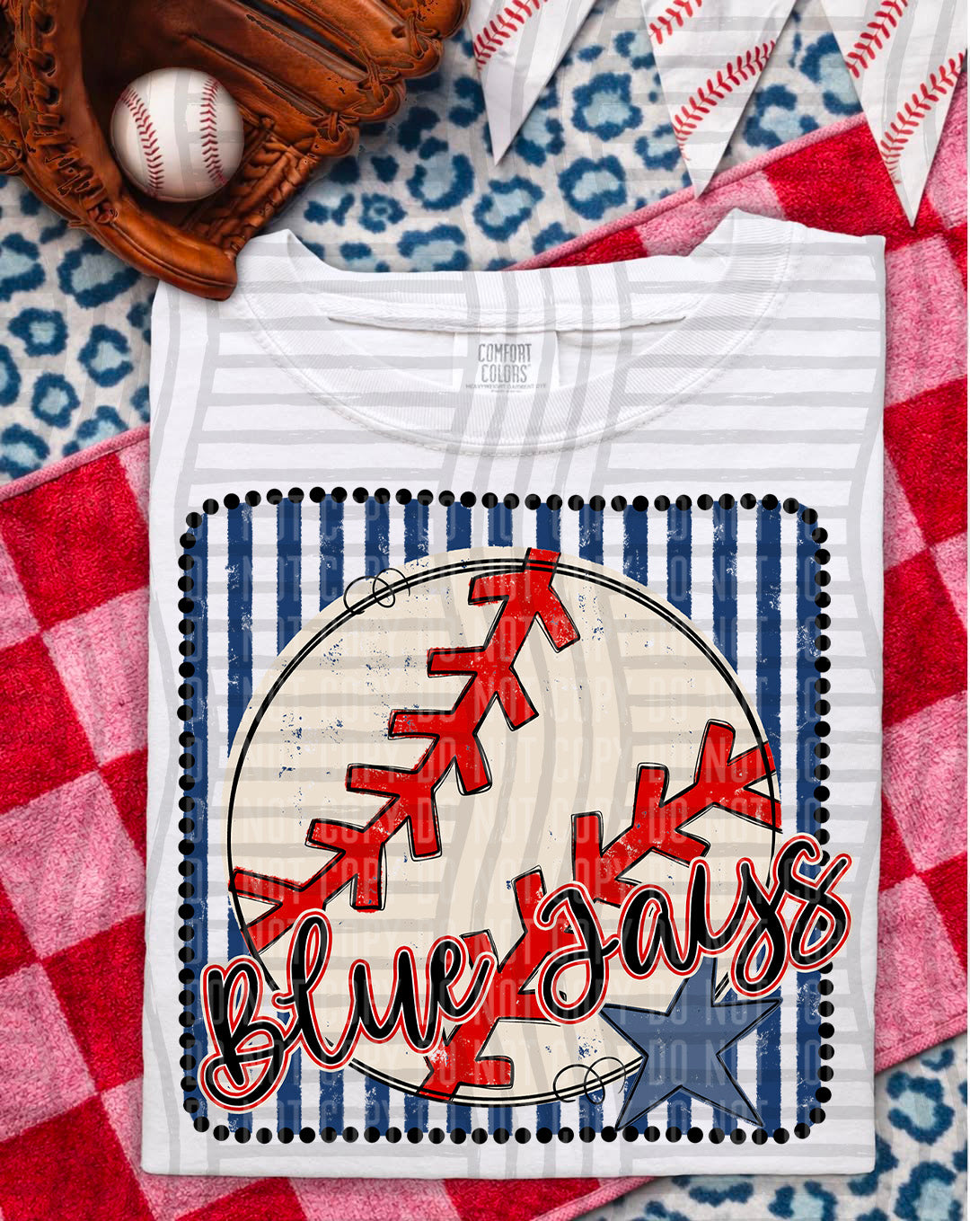 Baseball RWB Framed Script DTF Print