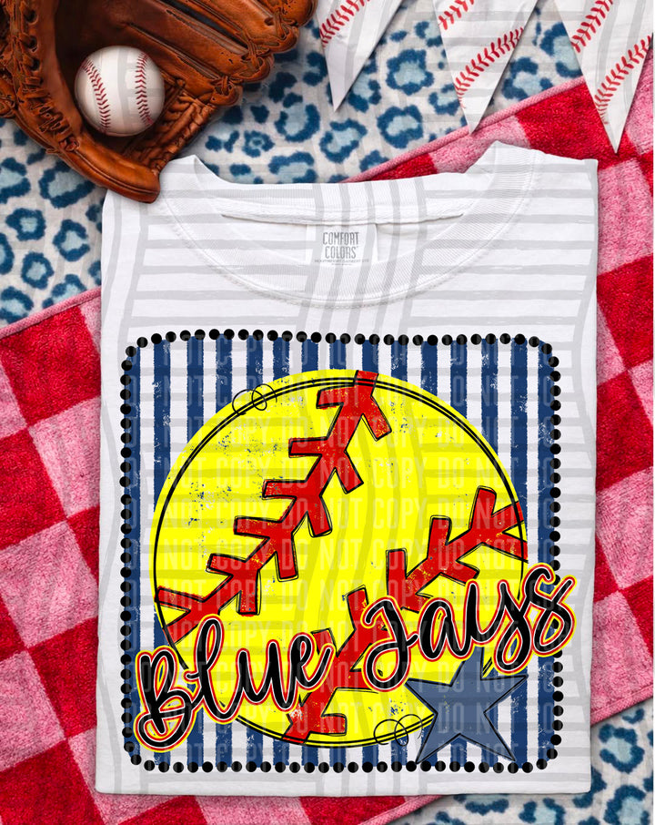 Softball RWB Framed Script DTF Print