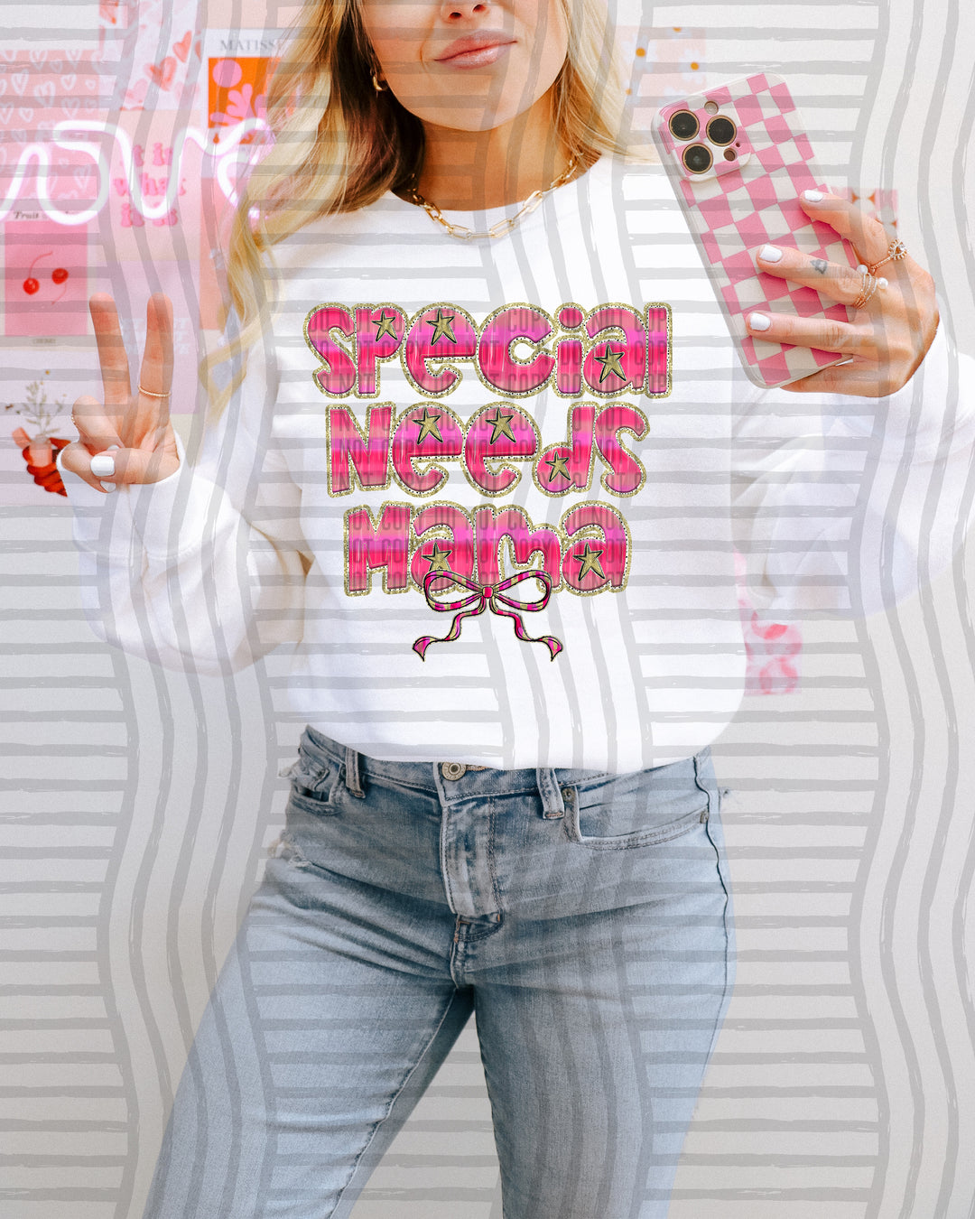 Pink Bow Occupations Names DTF Print