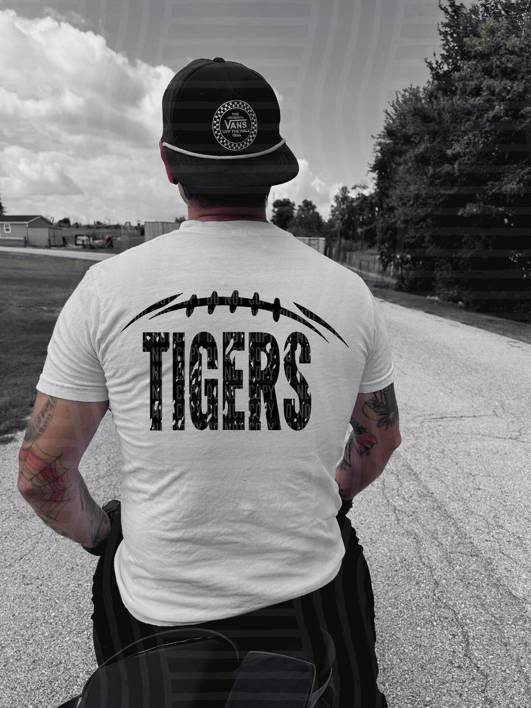 Solid Black Football DTF Print