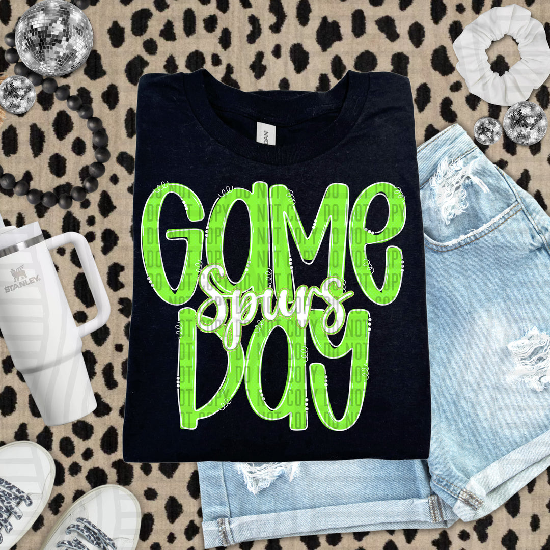 Doodle Gameday Lime DTF Print