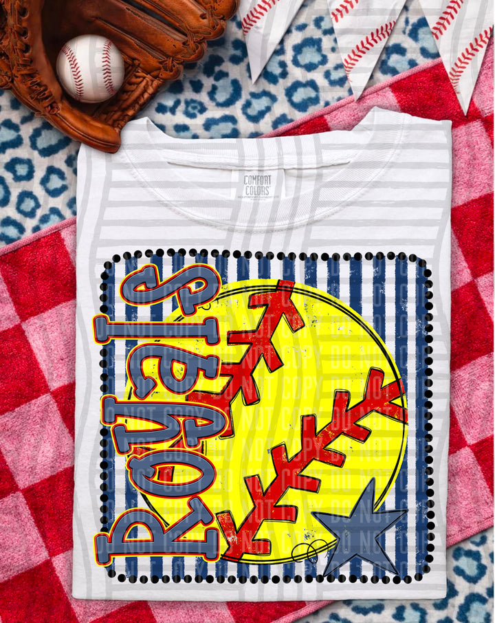 Softball RWB Framed DTF Print