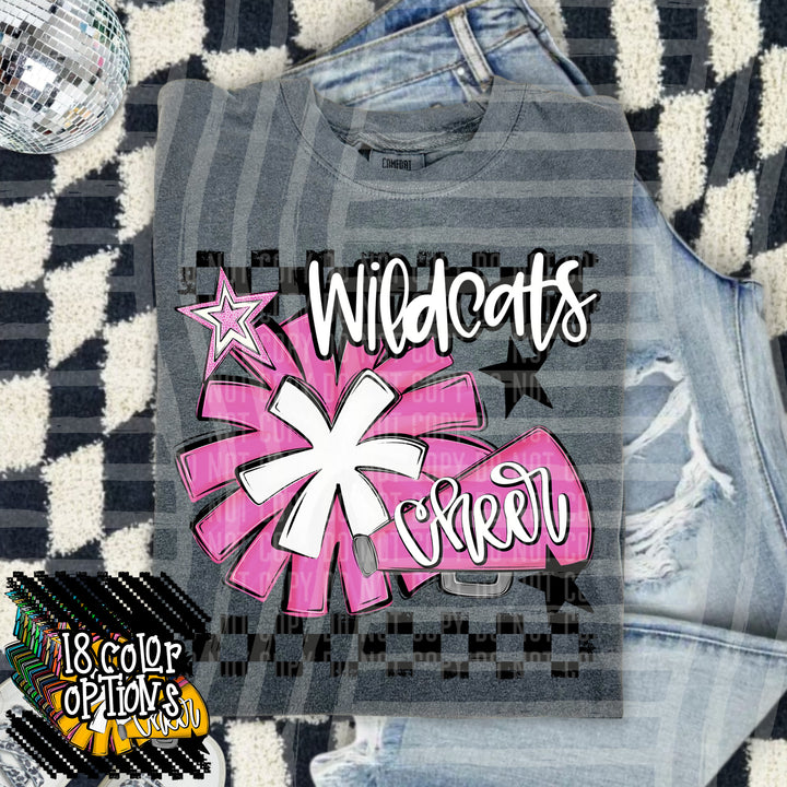 Cheer Pom With Names Grey DTF Print