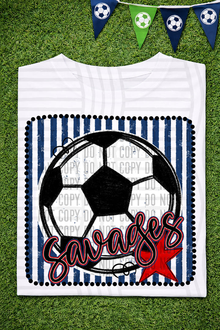 Soccer RWB Framed DTF Print