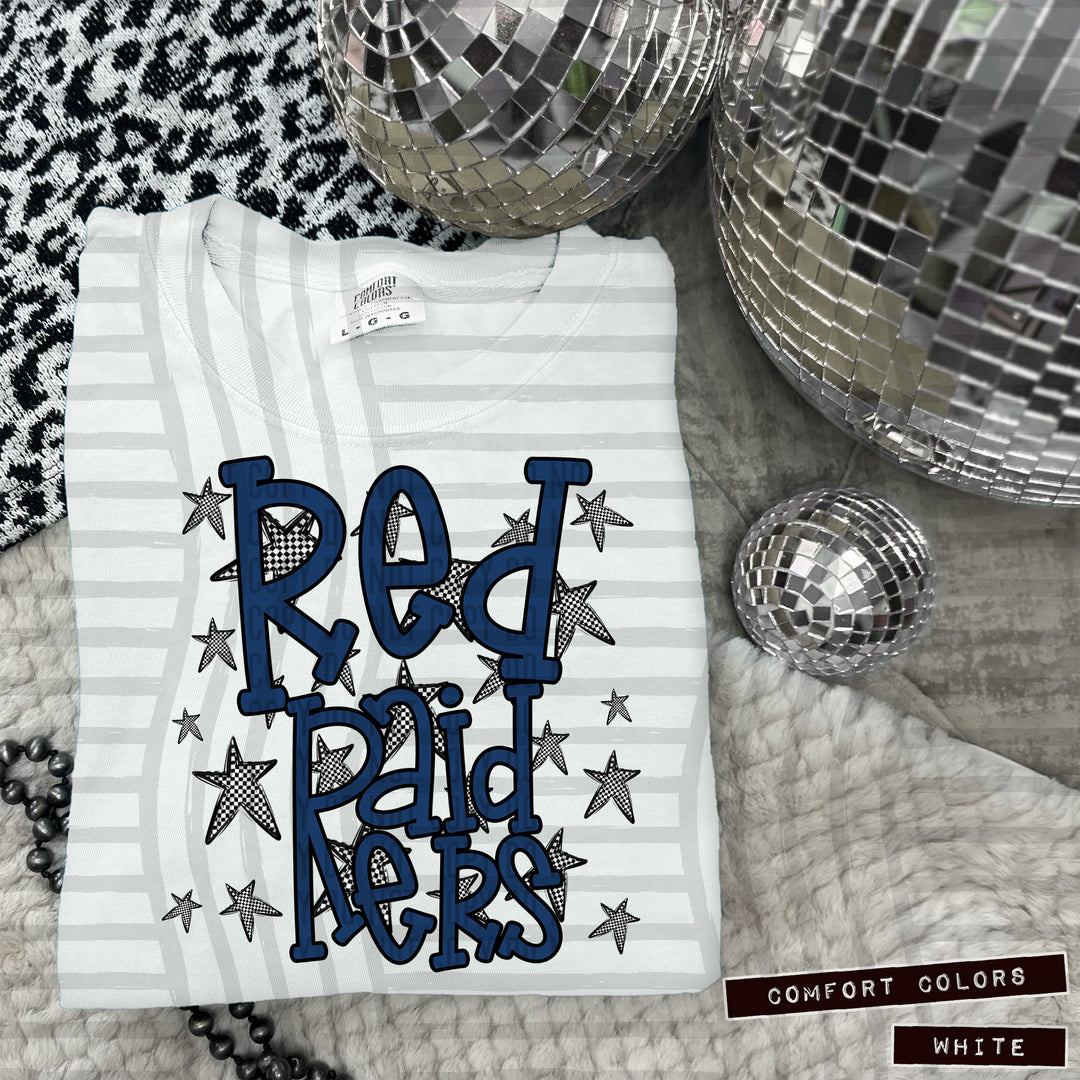 Navy Staggered DTF Print