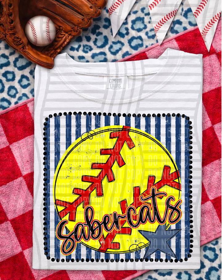 Softball RWB Framed Script DTF Print